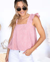 Alice Jacquard Printed Floral Tank - Blush Pink