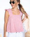 Alice Jacquard Printed Floral Tank - Blush Pink