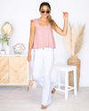 Alice Jacquard Printed Floral Tank - Blush Pink