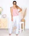 Alice Jacquard Printed Floral Tank - Blush Pink