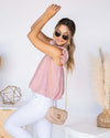 Alice Jacquard Printed Floral Tank - Blush Pink