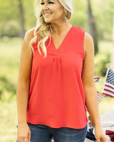 Dreaming Of Sunshine V-Neck Top - Red