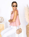 Alice Jacquard Printed Floral Tank - Blush Pink