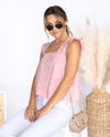Alice Jacquard Printed Floral Tank - Blush Pink