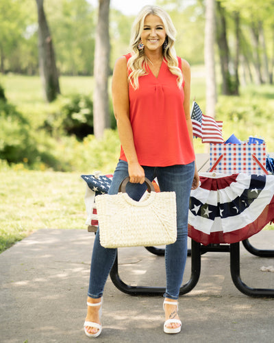 Dreaming Of Sunshine V-Neck Top - Red