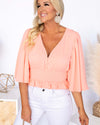 Clarissa Smocked Peplum Blouse - Sweet Apricot