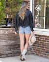 Dolly Faux Leather Fringe Jacket - Black