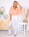 Clarissa Smocked Peplum Blouse - Sweet Apricot