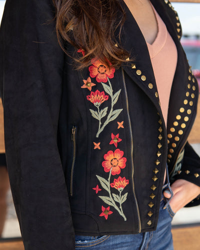 Carmen Floral Studded Jacket - Black