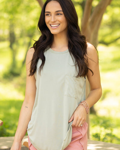 Running Errands Pocket Tank - Sage