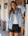 On Edge Denim Studded Jacket - Denim