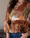 At Golden Hour Smocked Top - Cinnamon