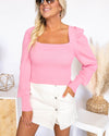 Chloe Fitted Lightweight Knit Sweater - Bubblegum Pink