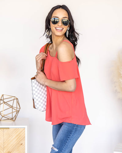 Dash Of Sass Top - Hot Coral