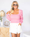 Chloe Fitted Lightweight Knit Sweater - Bubblegum Pink