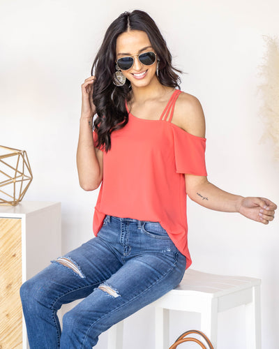 Dash Of Sass Top - Hot Coral