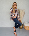 Dani Plaid Button Down Shacket - Camel Multi
