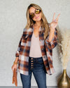 Dani Plaid Button Down Shacket - Camel Multi