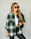 Dani Plaid Button Down Shacket - Green Multi