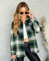 Dani Plaid Button Down Shacket - Green Multi