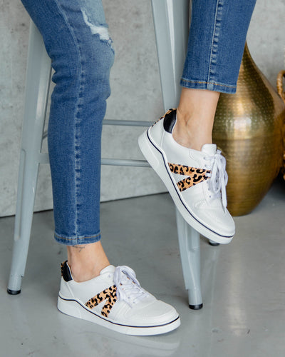 Dillon Faux Leather Sneakers - Leopard/Off White