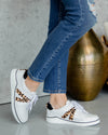 Dillon Faux Leather Sneakers - Leopard/Off White