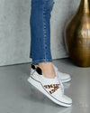 Dillon Faux Leather Sneakers - Leopard/Off White