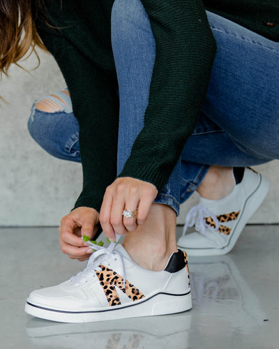 Dillon Faux Leather Sneakers - Leopard/Off White