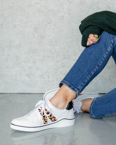 Dillon Faux Leather Sneakers - Leopard/Off White