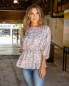 Diondra Spotted Peplum Top - Grey