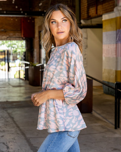 Diondra Spotted Peplum Top - Grey