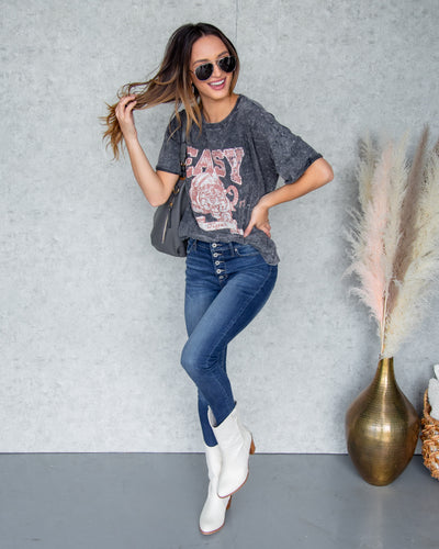 Easy Tiger Graphic Tee - Faded Black