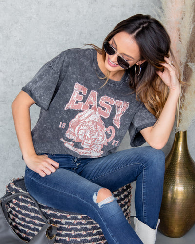 Easy Tiger Graphic Tee - Faded Black