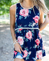 Eden Floral Babydoll Tank - Navy