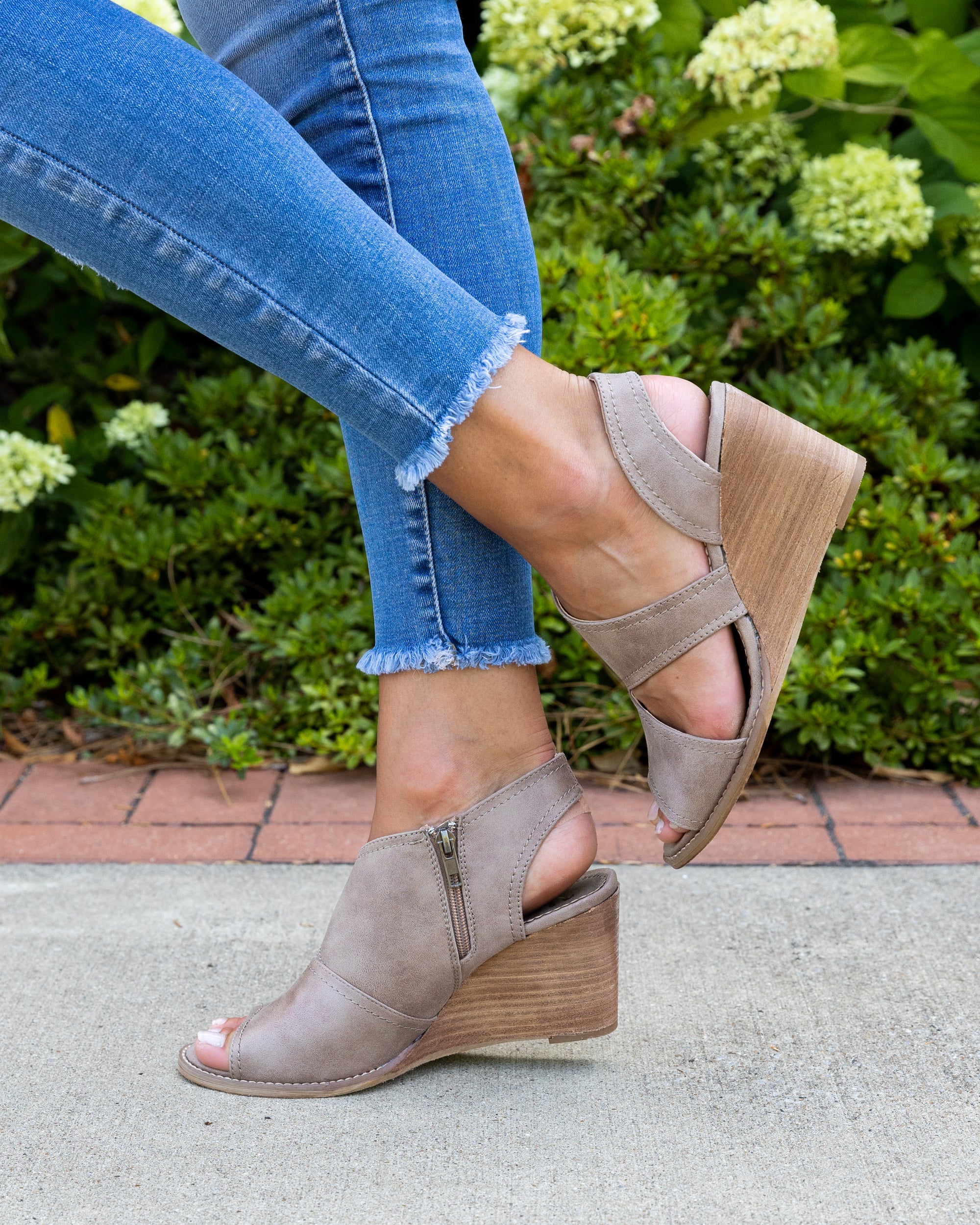 Ellen Slingback Wedge Taupe Eleven Oaks Boutique