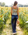 Erica Embroidered Ruffle Tank - Light Olive