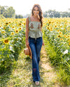 Erica Embroidered Ruffle Tank - Light Olive