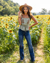 Erica Embroidered Ruffle Tank - Light Olive