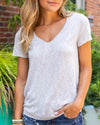 Evans V-Neck Lightweight Top - Light Grey