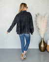 Everly Snap Button Corduroy Top - Black