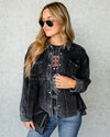 Everly Snap Button Corduroy Top - Black