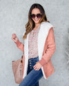 Evie Suede Fleece Lined Jacket - Salmon