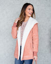 Evie Suede Fleece Lined Jacket - Salmon