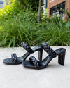 Felicia Braided Square Toe Slip On Heels - Black