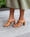Felicia Braided Square Toe Slip On Heels - Camel