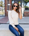 Nina Cable Knit One Shoulder Sweater - Sand