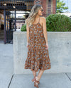 Meadow Ditsy Floral Midi Dress - Camel