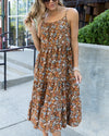 Meadow Ditsy Floral Midi Dress - Camel