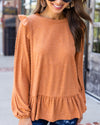 Darby Swiss Dot Ruffle Top - Rust