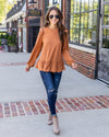 Darby Swiss Dot Ruffle Top - Rust